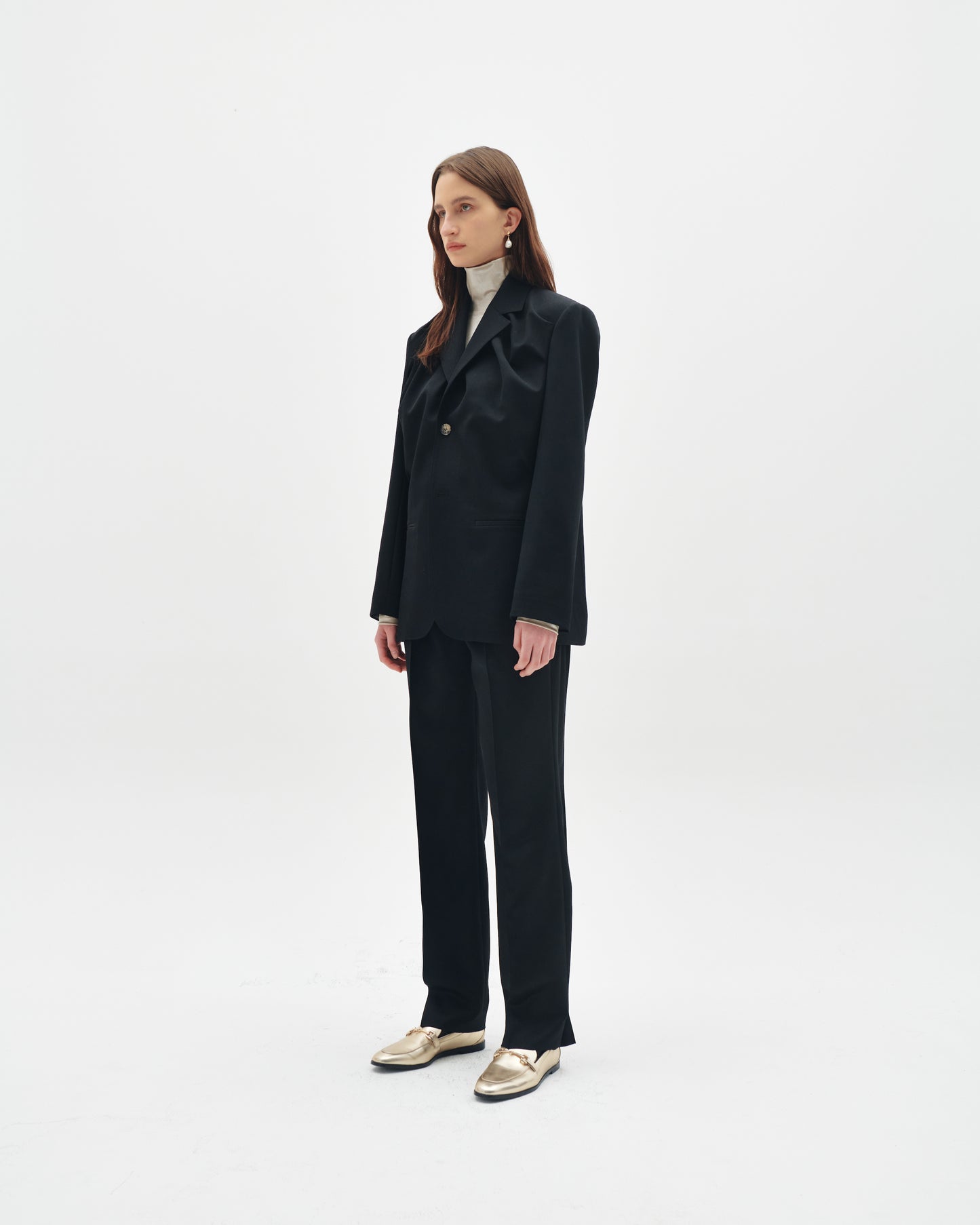 Wool tailored draped jacket