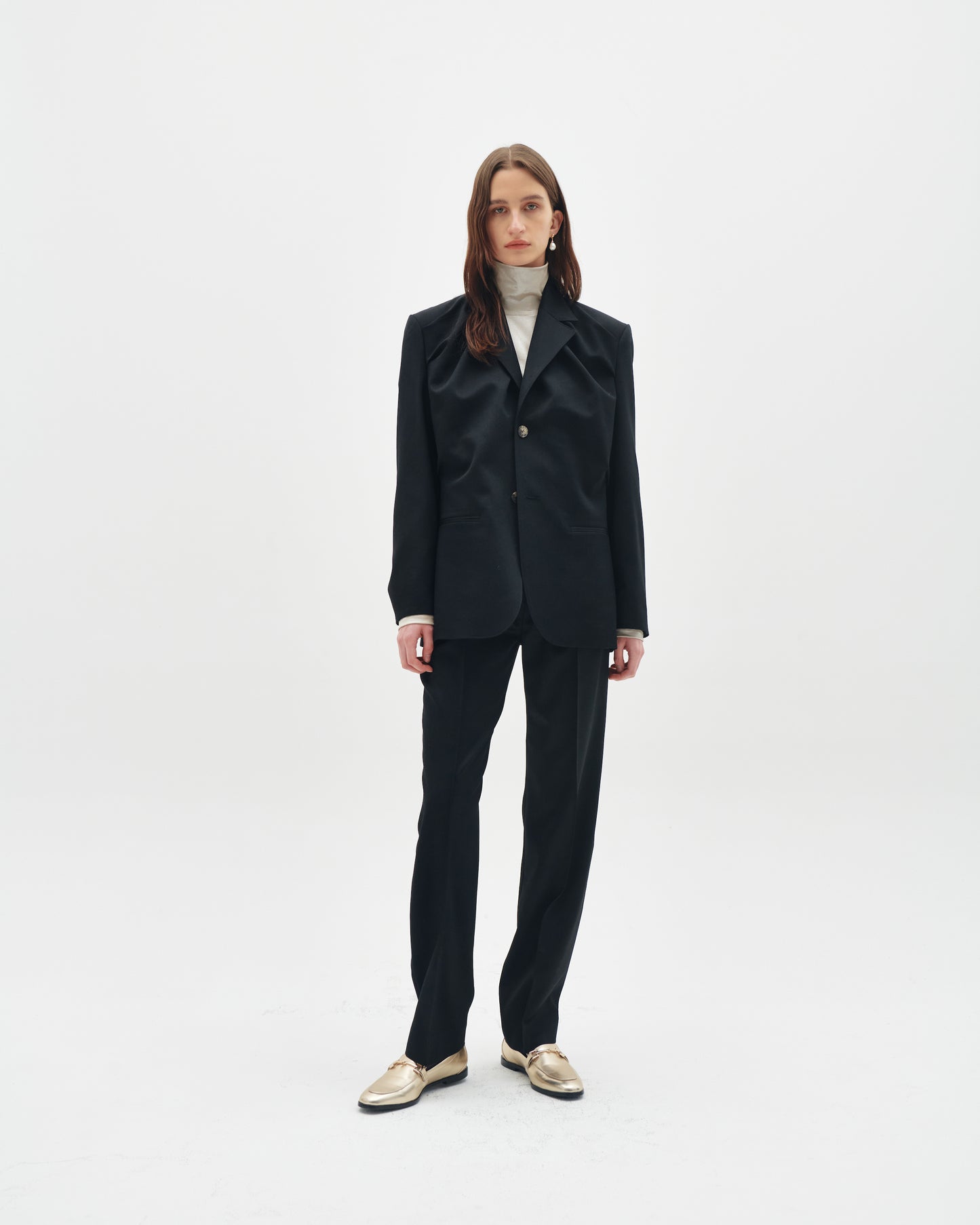 Wool tailored draped jacket