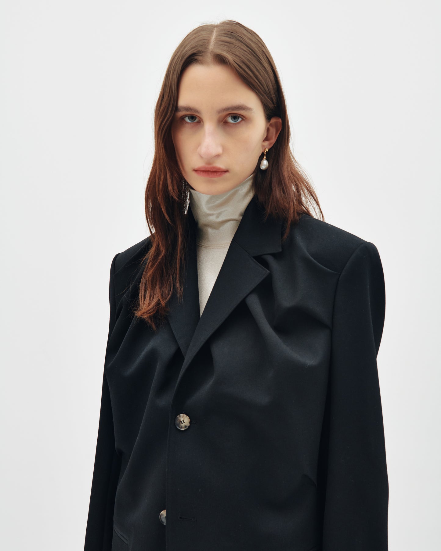 Wool tailored draped jacket