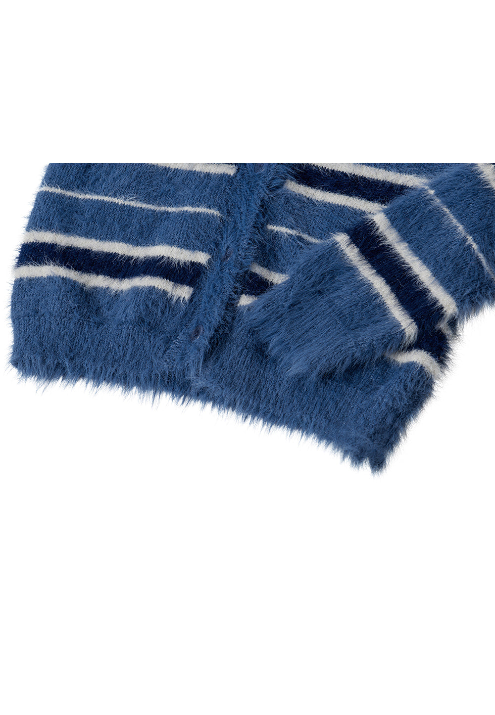 Stripe brushed slim line cardigan blue