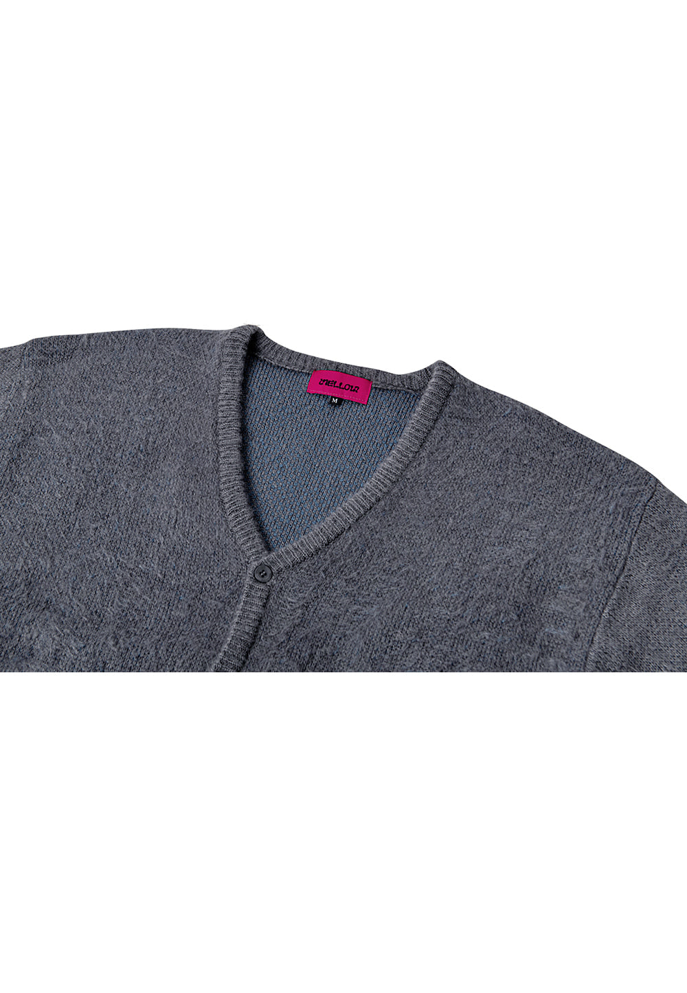 Check brushed cardigan grey