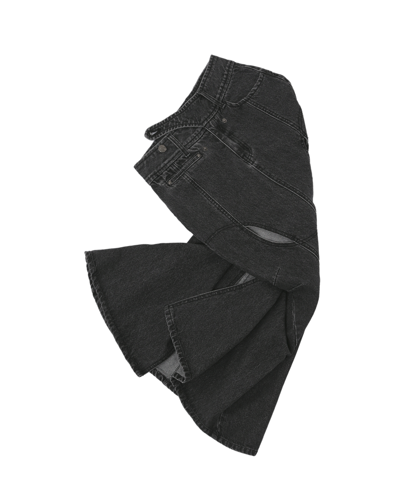 Mermaid slit denim skirt charcoal