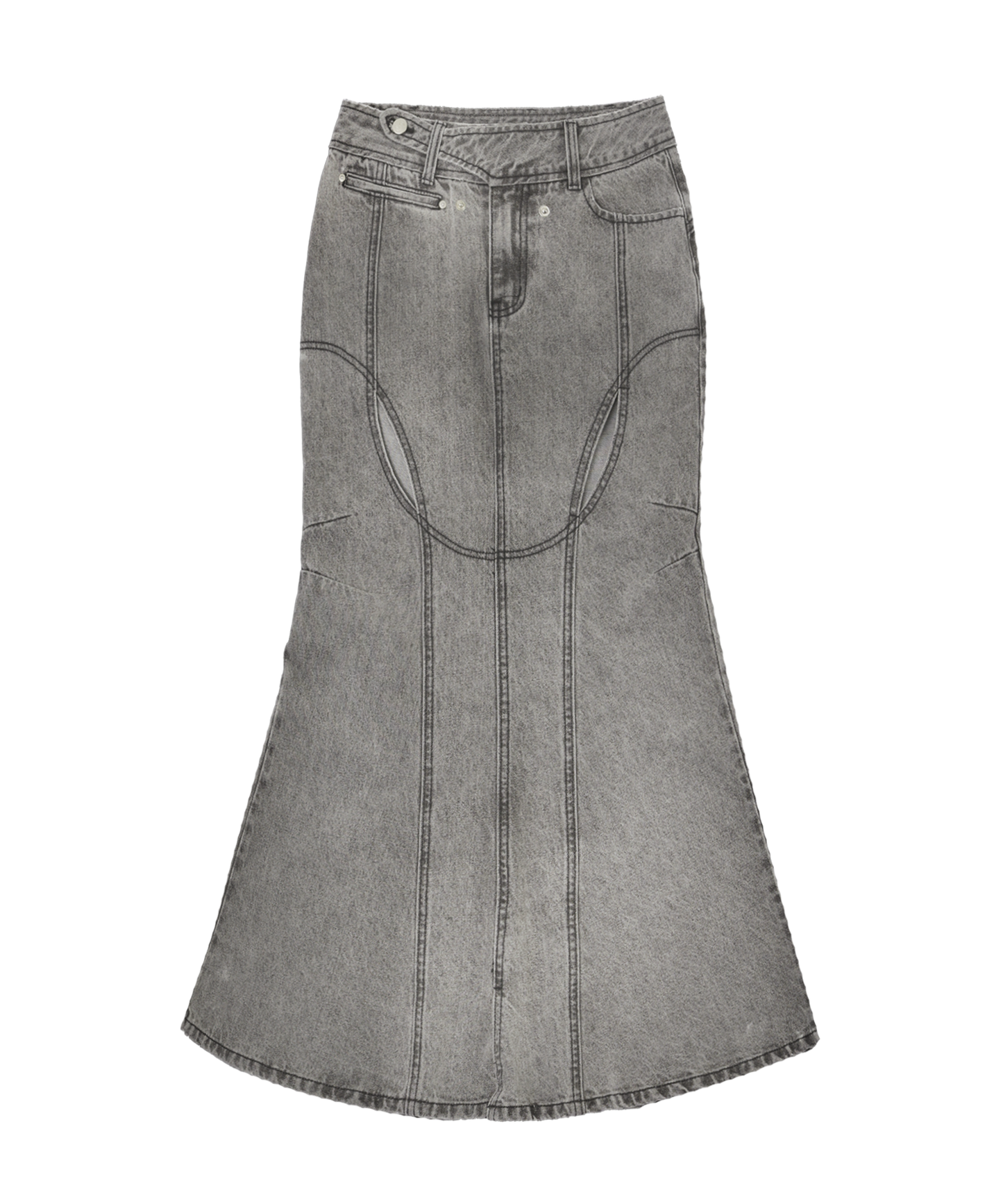 Mermaid slit denim skirt grey