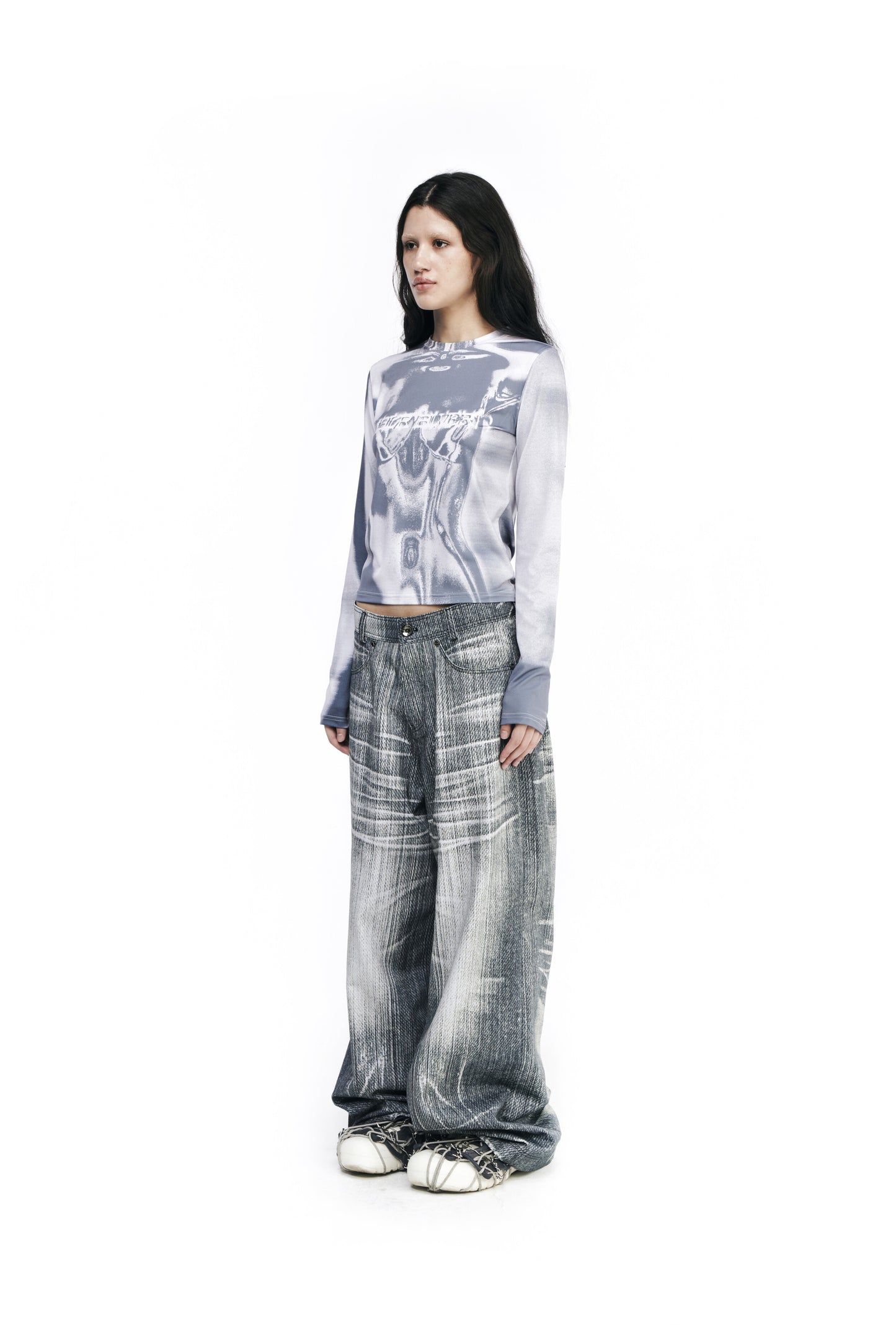 Body printed long sleeves top