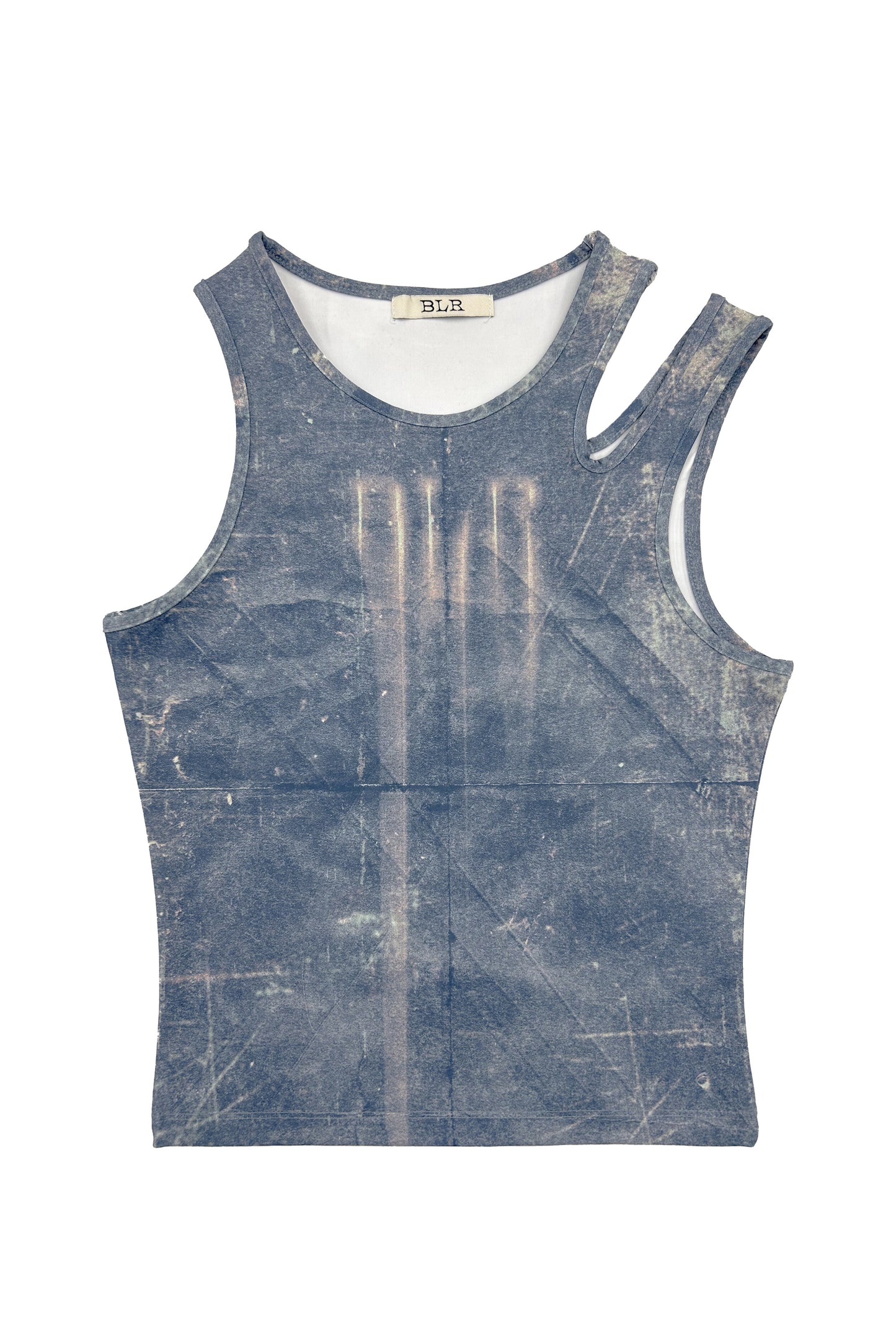 Printed blue cut sleeveless