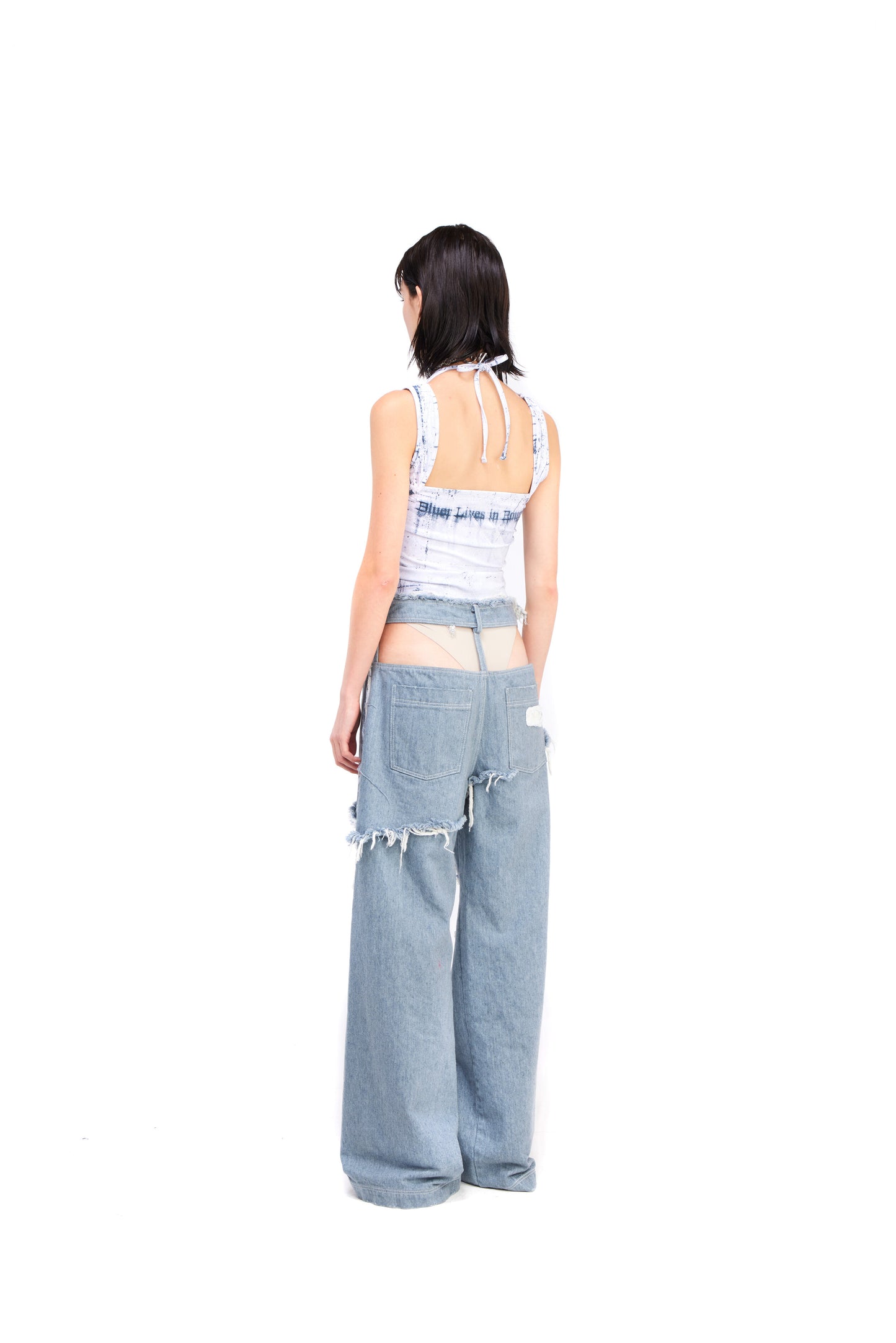 Printed white sleeveless