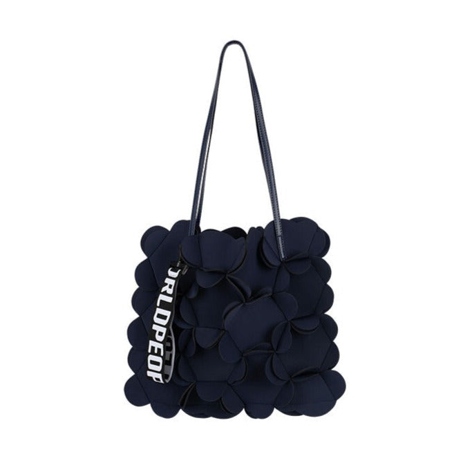 Neoprene flower shoulder bag black