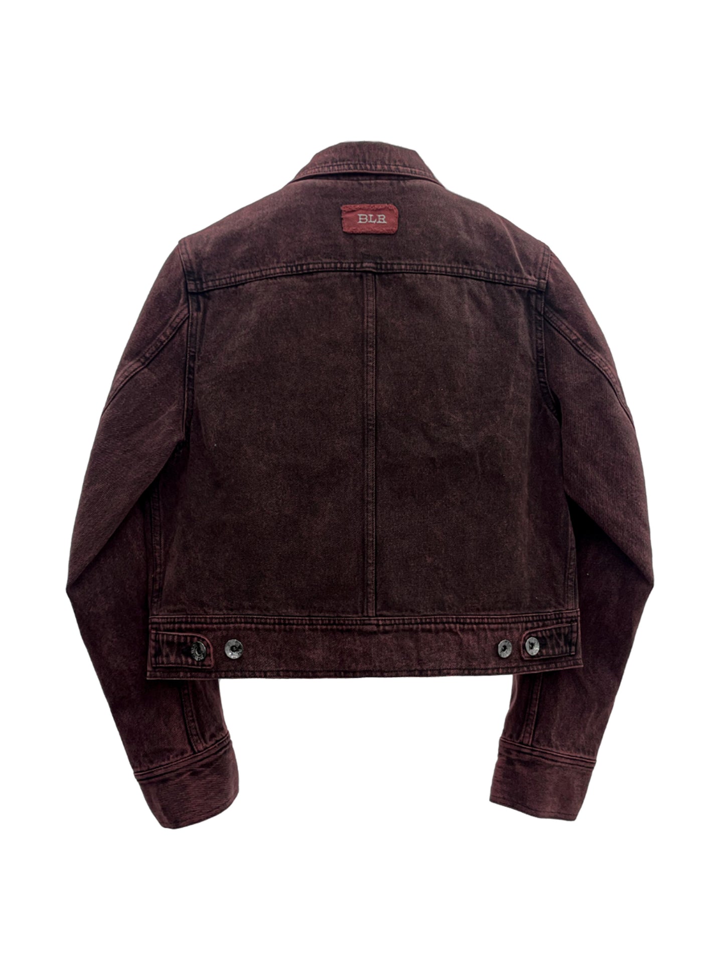 Hidden pocket denim trucker jacket red