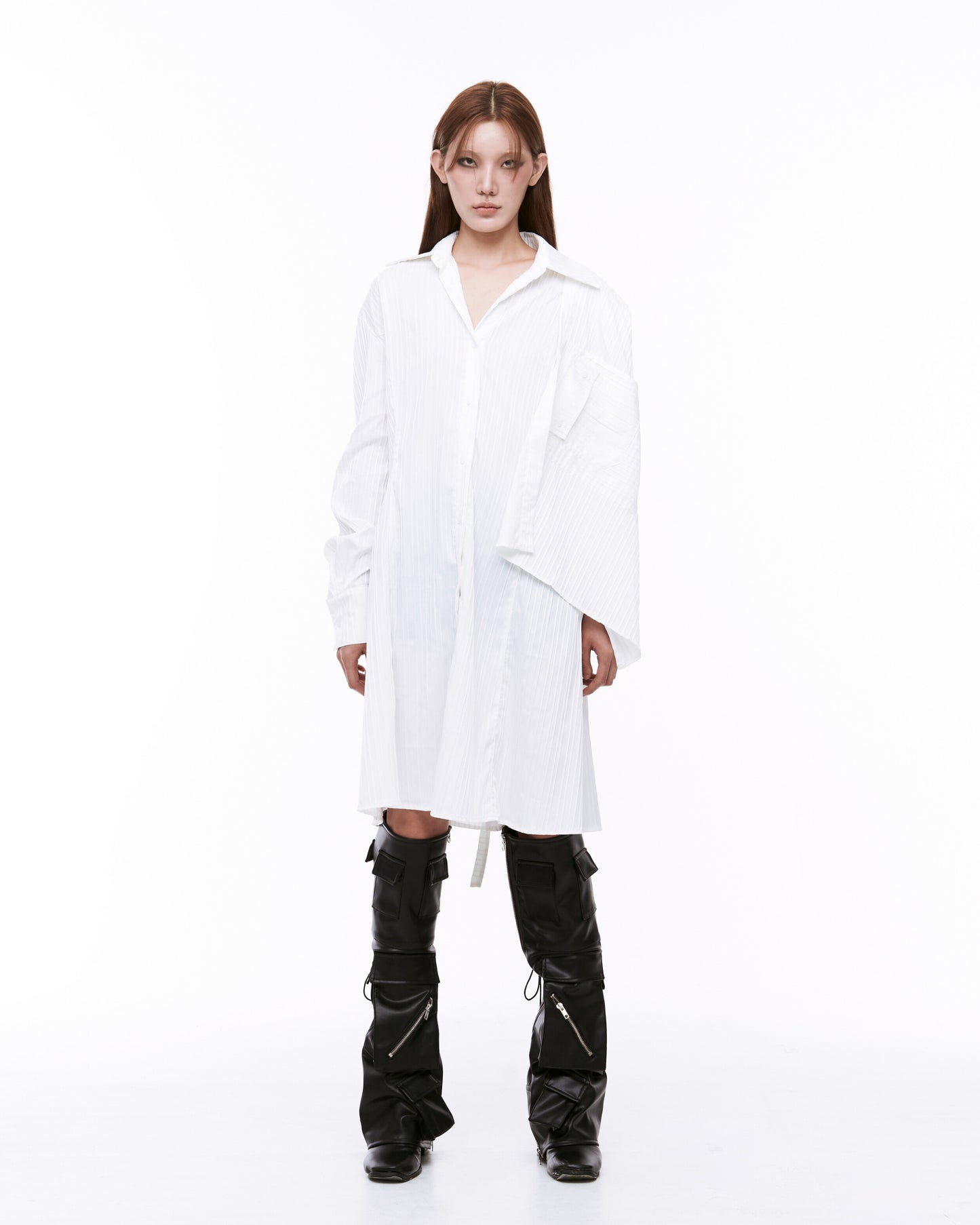 Draping one-piece white