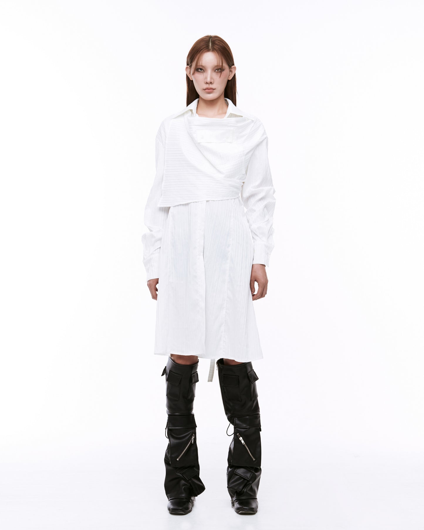 Draping one-piece white