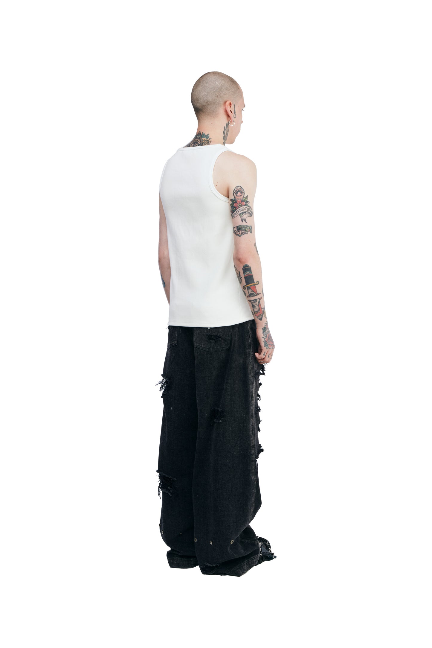Destroyed black & black denim pants