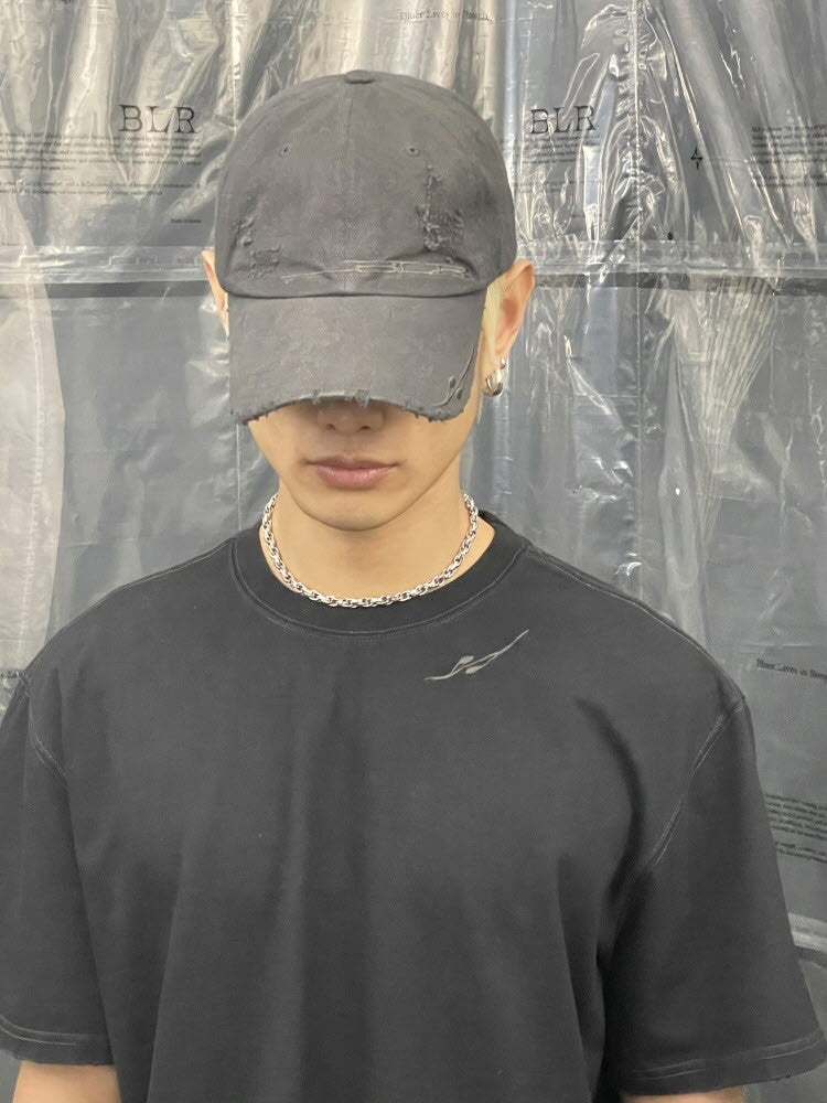 Destroyed gradation bleached short sleeve black