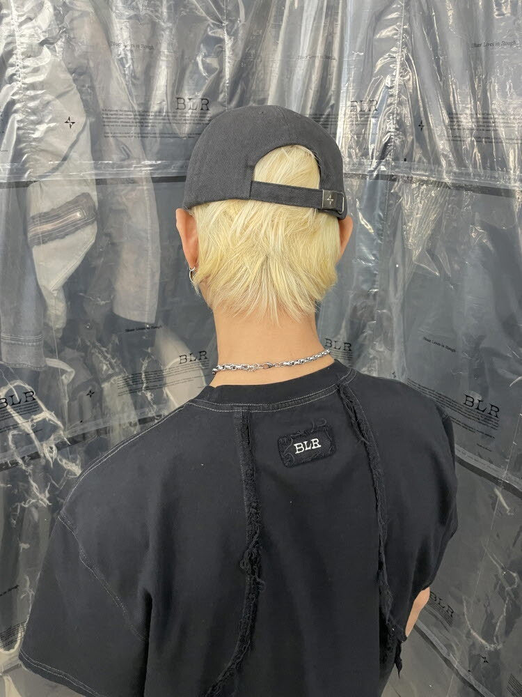 Destroyed gradation bleached short sleeve black