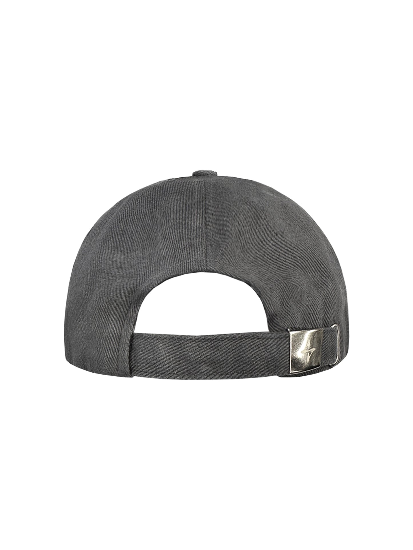 Curved logo damaged denim cap grey