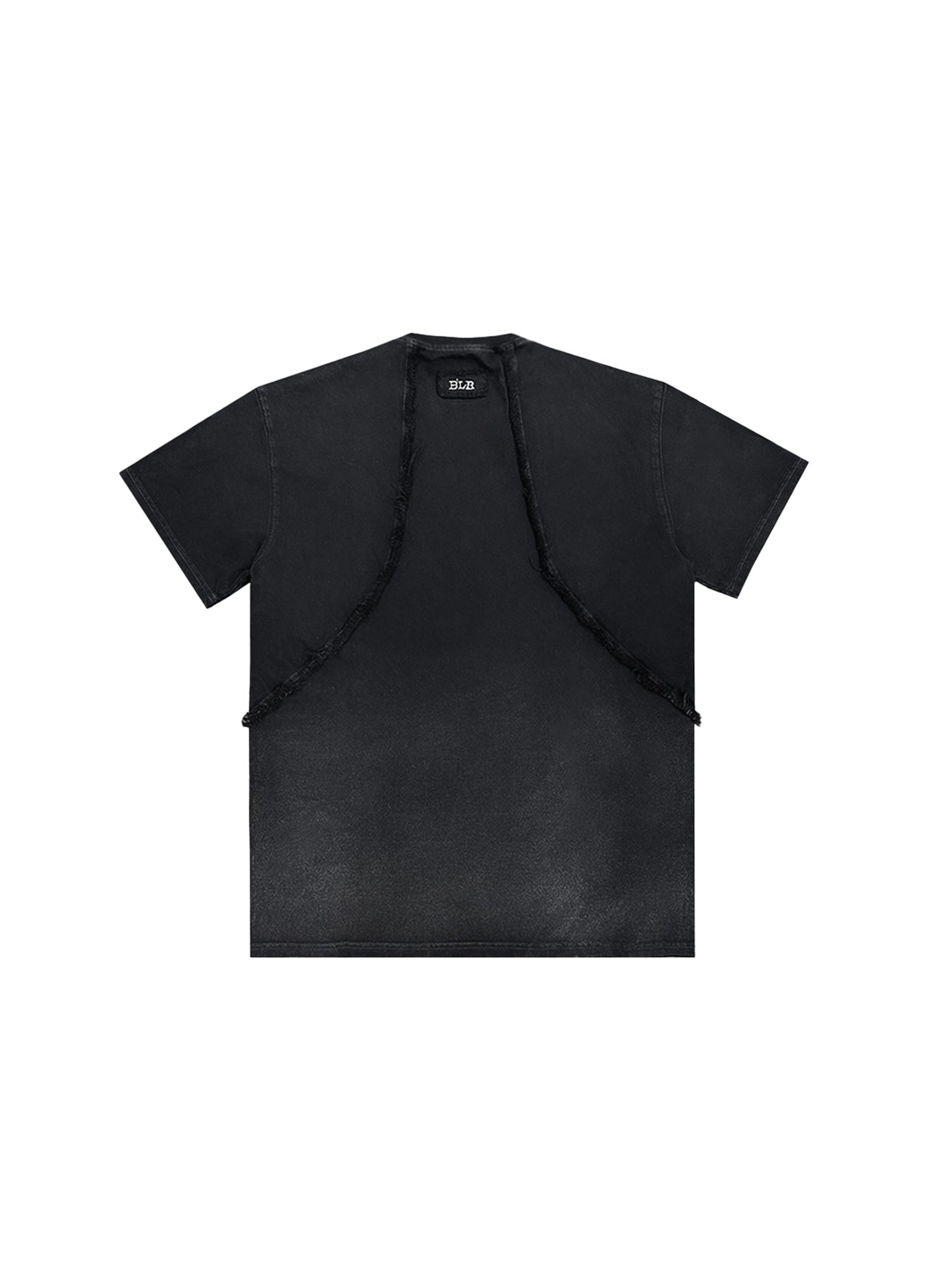 Destroyed gradation bleached short sleeve black