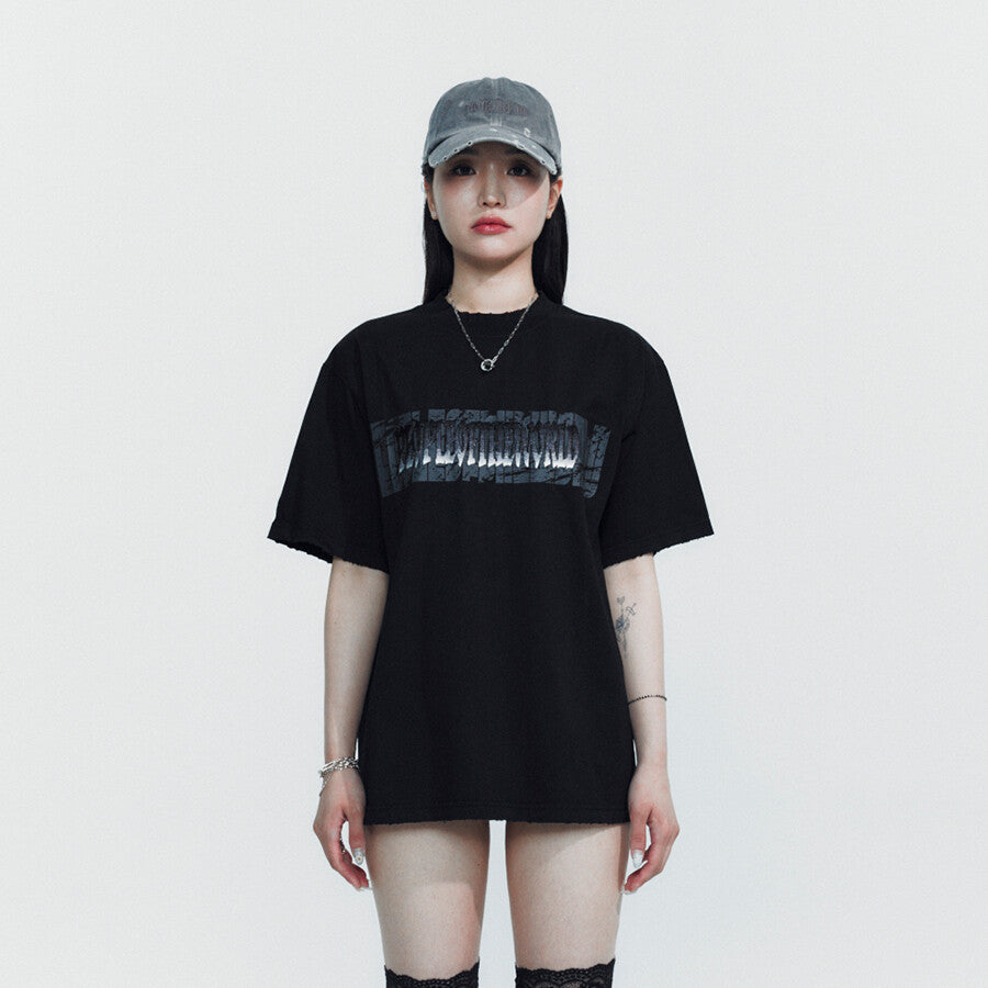 Gradation Logo Semi-Overfit T-Shirt Black