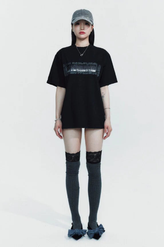 Gradation Logo Semi-Overfit T-Shirt Black