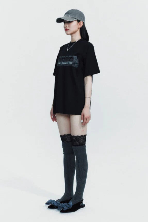 Gradation Logo Semi-Overfit T-Shirt Black