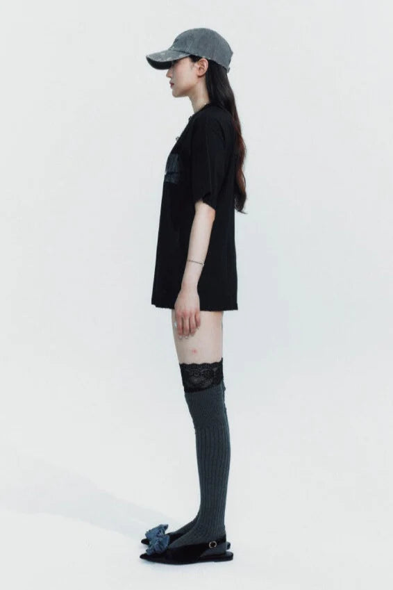 Gradation Logo Semi-Overfit T-Shirt Black
