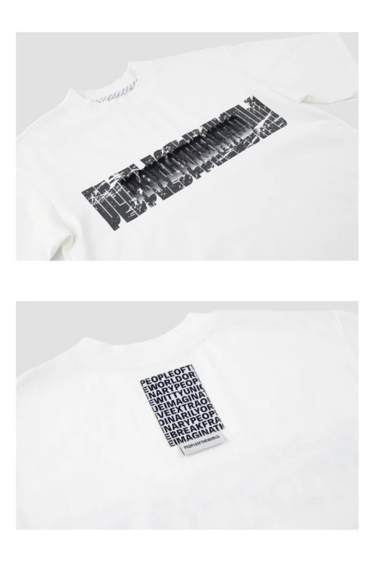 Gradation Logo Semi-Overfit T-Shirt Black