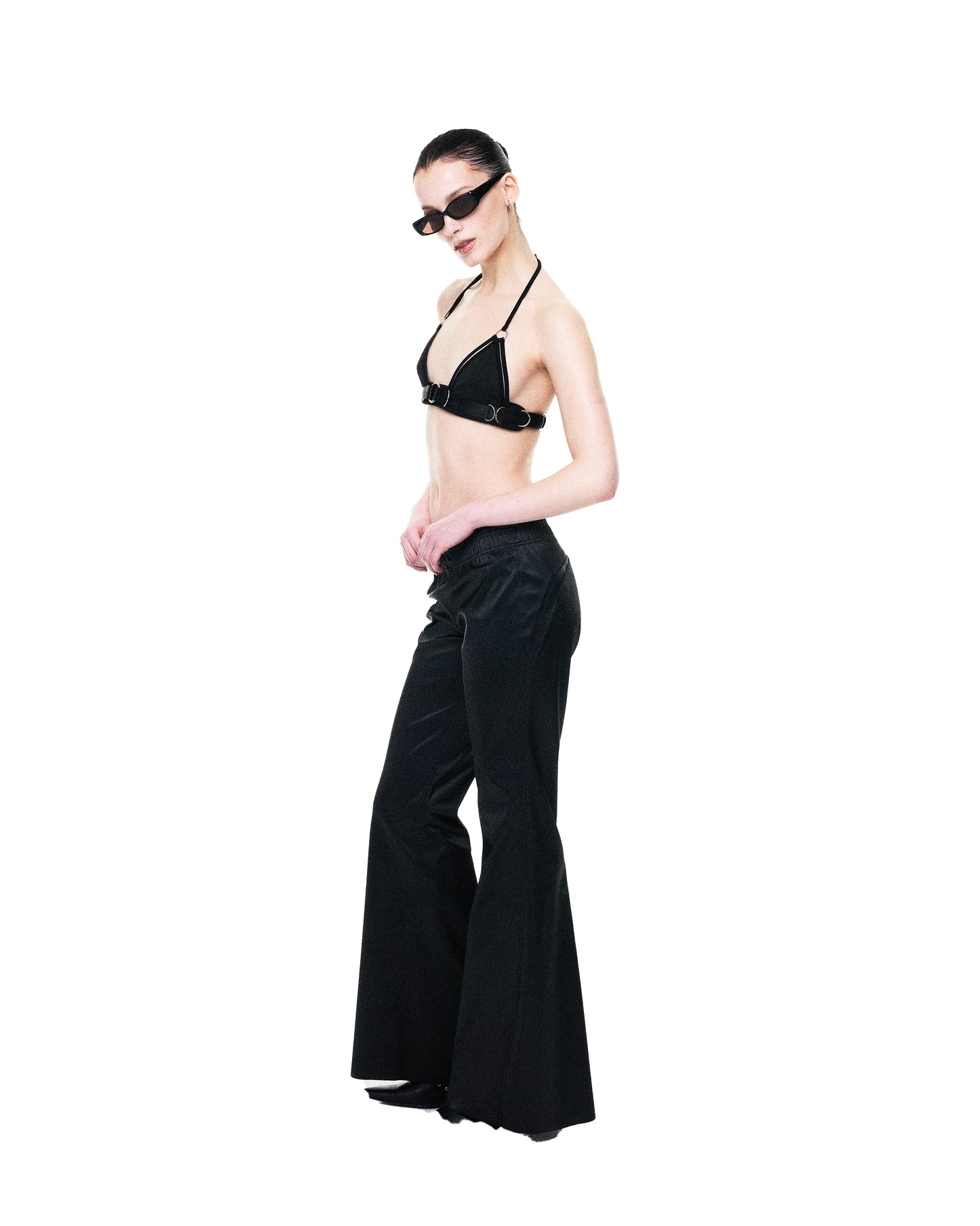 Matallic flared trousers