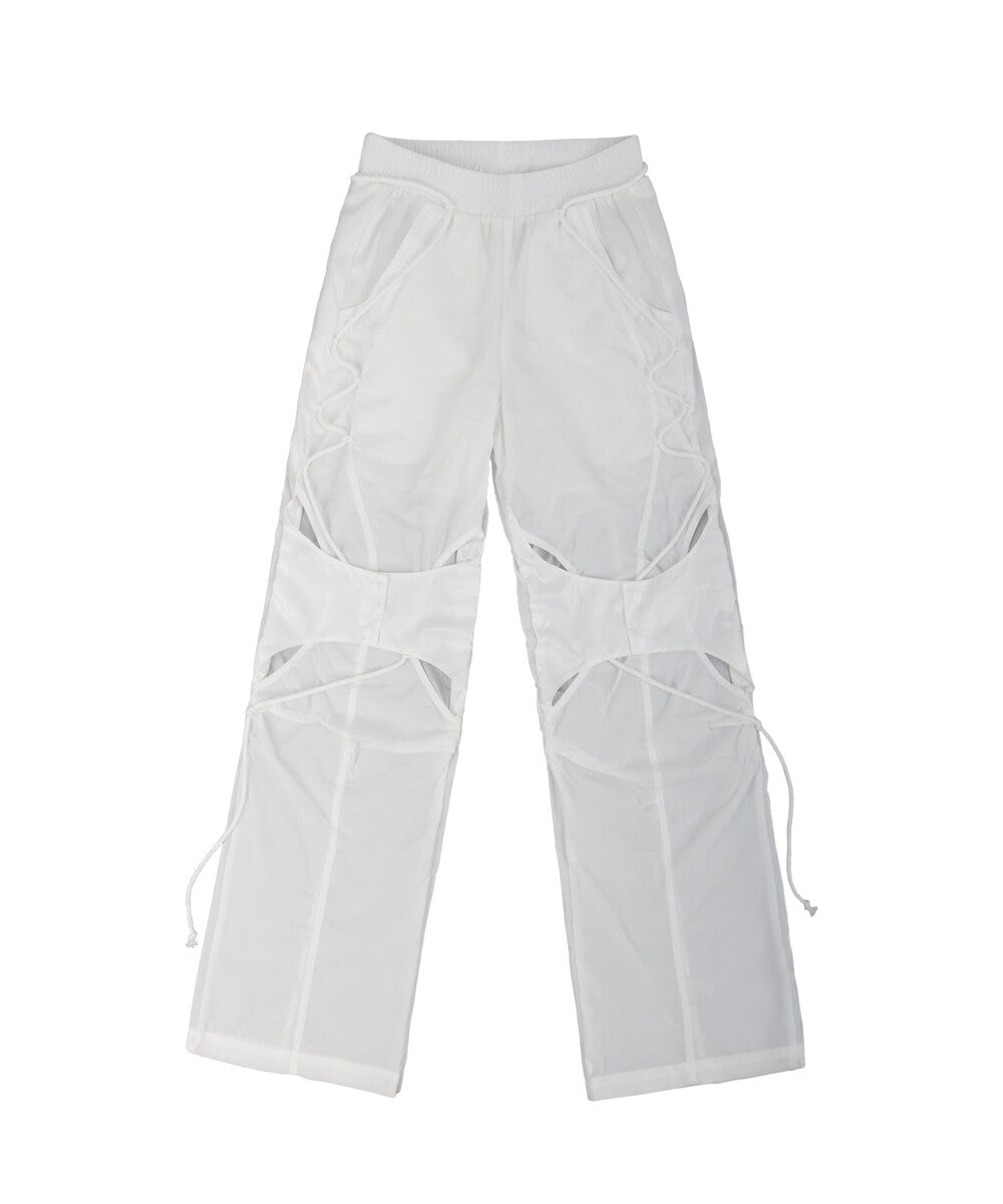 Open snap light pants white