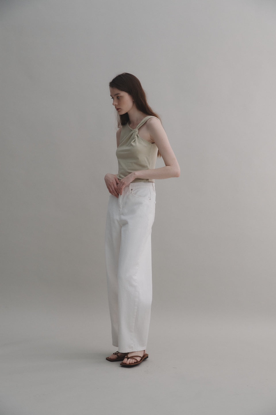 Unbalanced sleeveless top