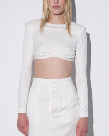 Crop bustier top with long sleeves