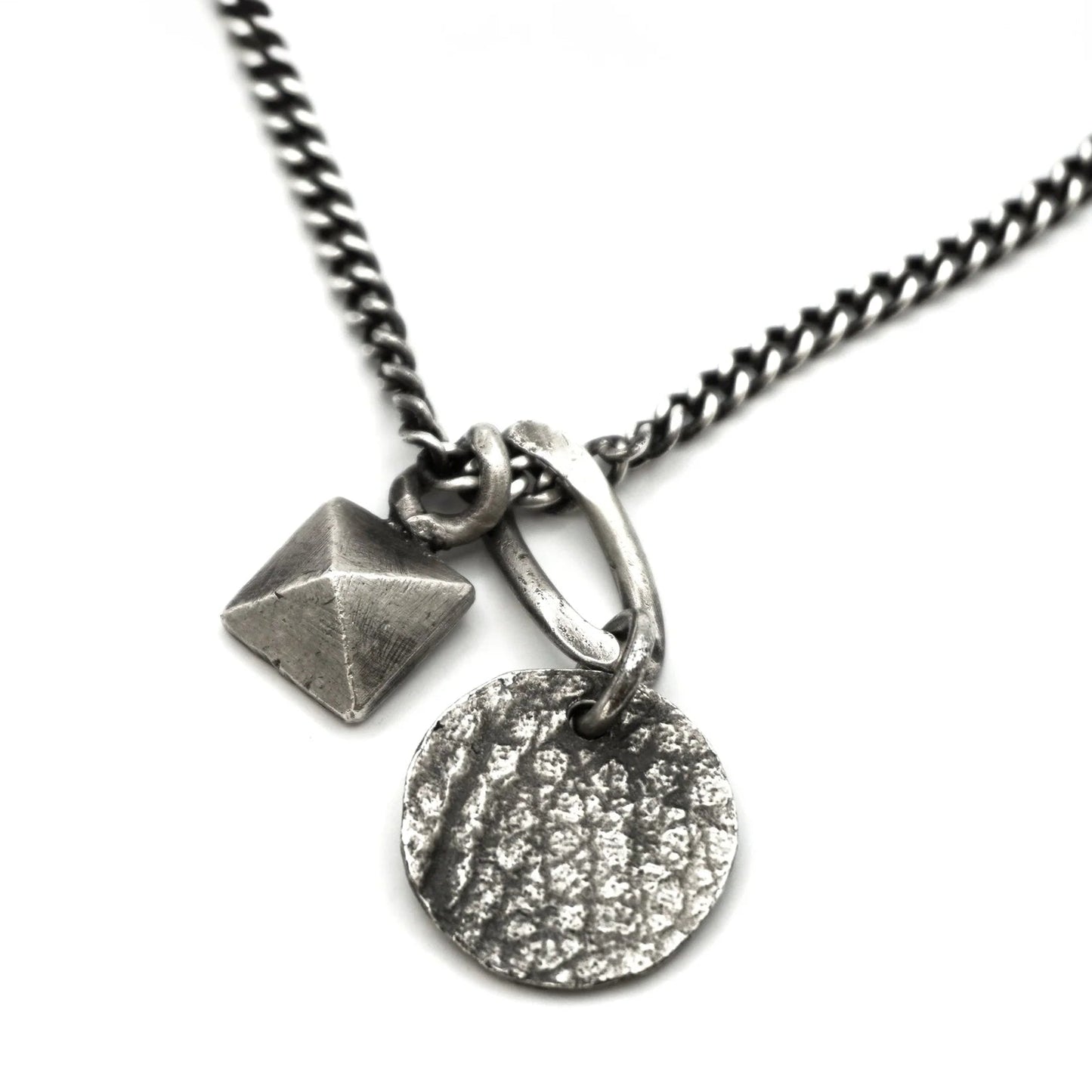 Leather tag & stud necklace