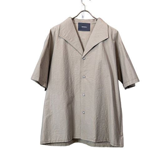 Relaxed open collar shirt beige