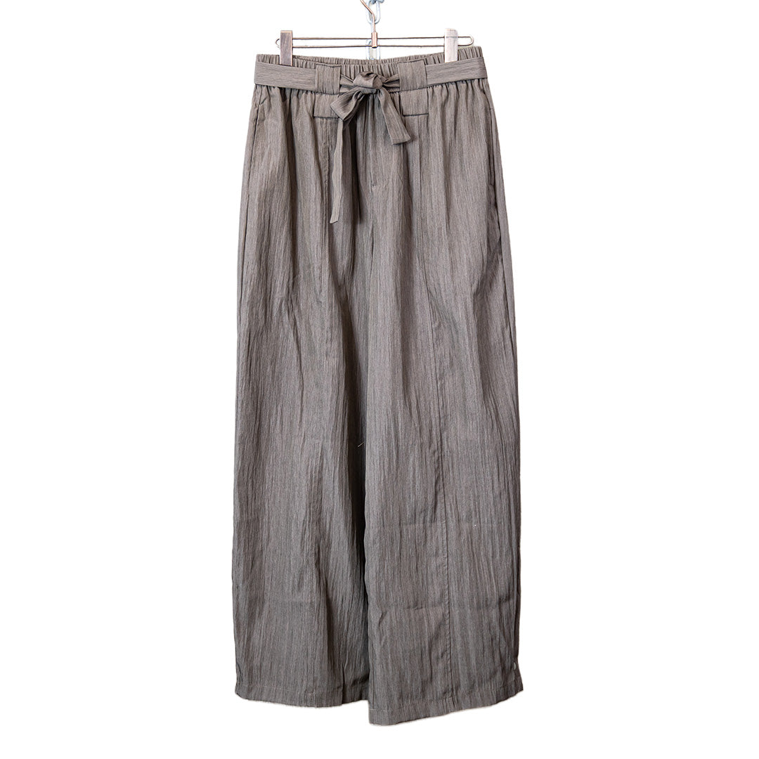Asymmetric belted wide-leg trousers brown