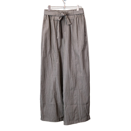 Asymmetric belted wide-leg trousers brown
