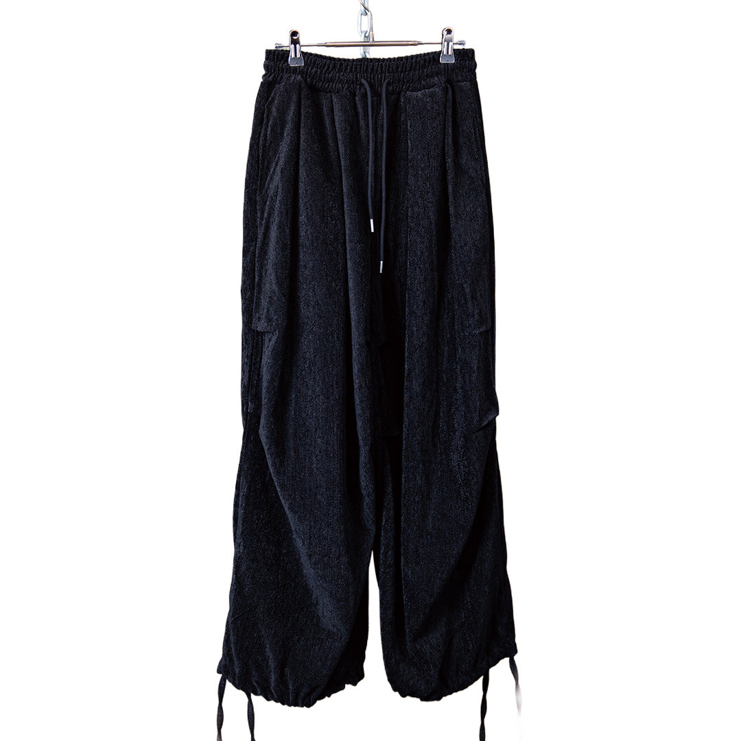 Drawstring hem balloon trousers black