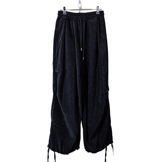 Drawstring hem balloon trousers black