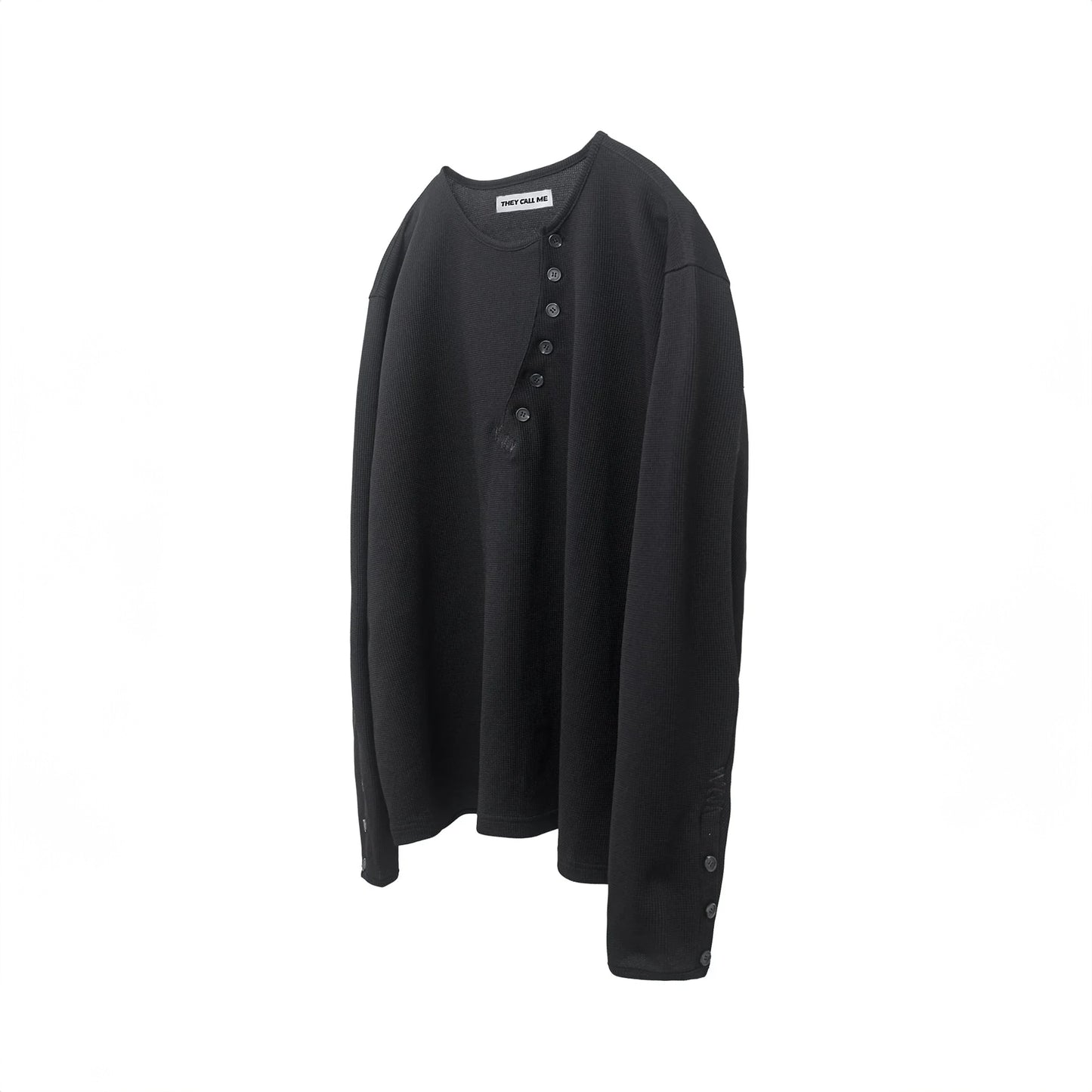 Crossline Henley Neck Long Sleeve Black