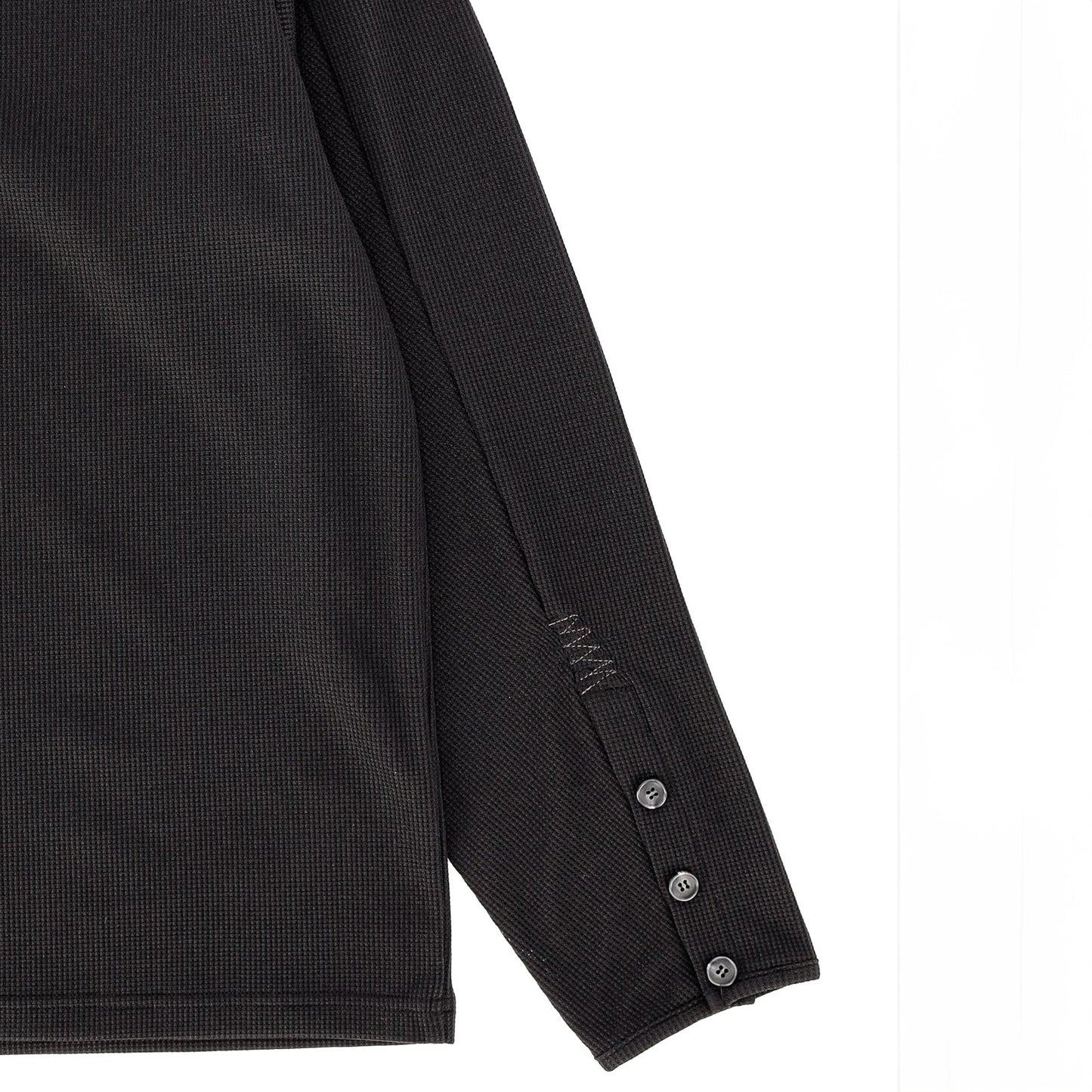 Crossline Henley Neck Long Sleeve Black