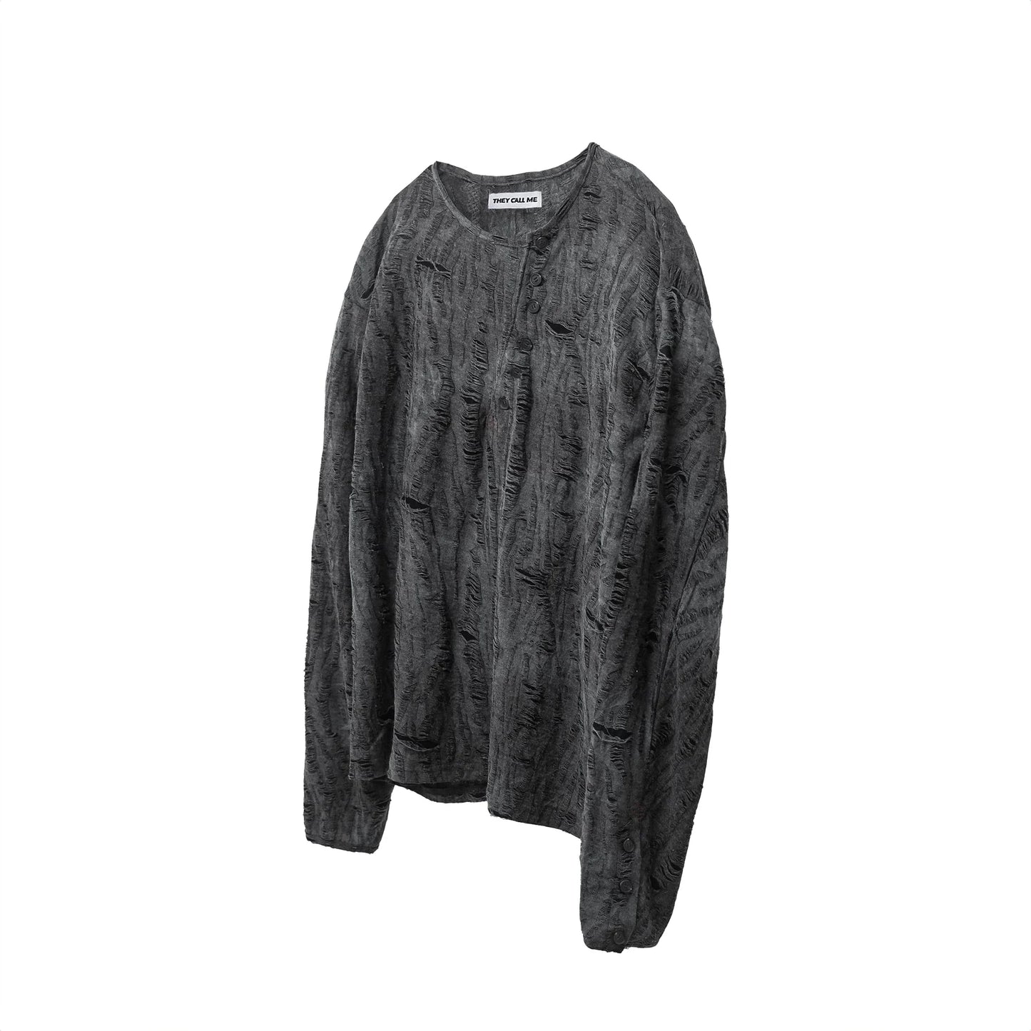 (T) Crossline Henley Neck Long Sleeve Black