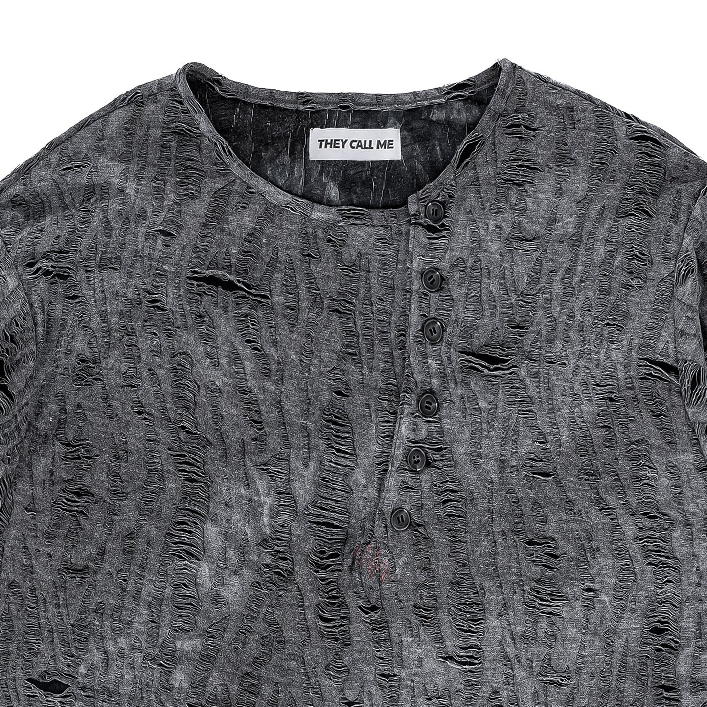 (T) Crossline Henley Neck Long Sleeve Black