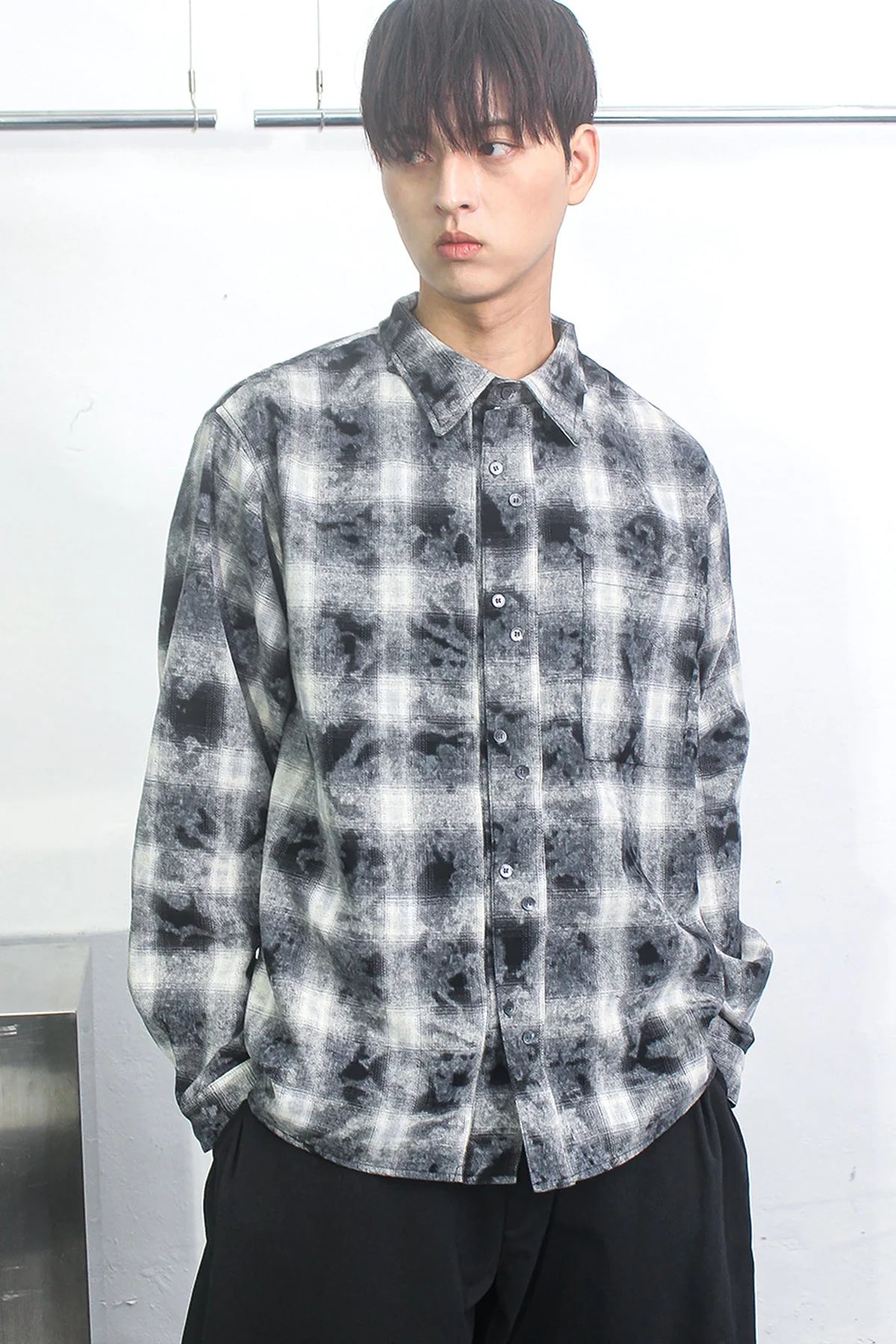 Dual-check shirt Fade Black