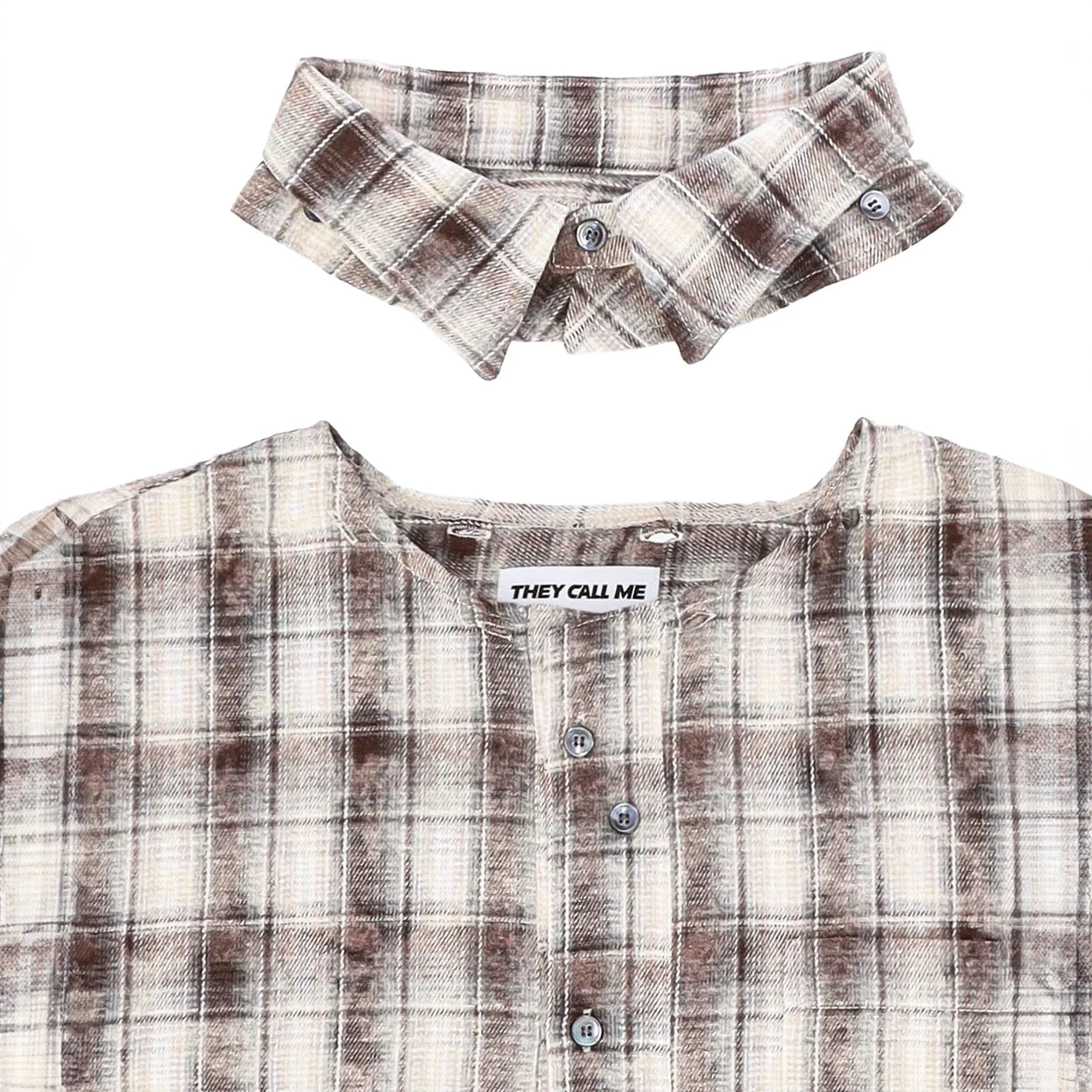 Dual-check shirt Fade Brown