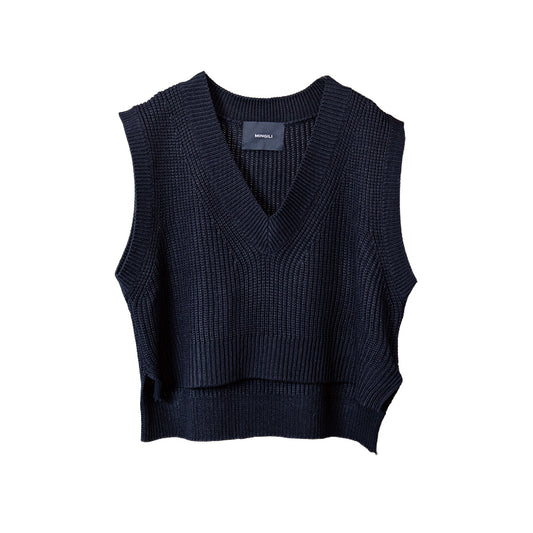 Layered knit vest black