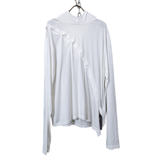 Asymmetric button hood top white