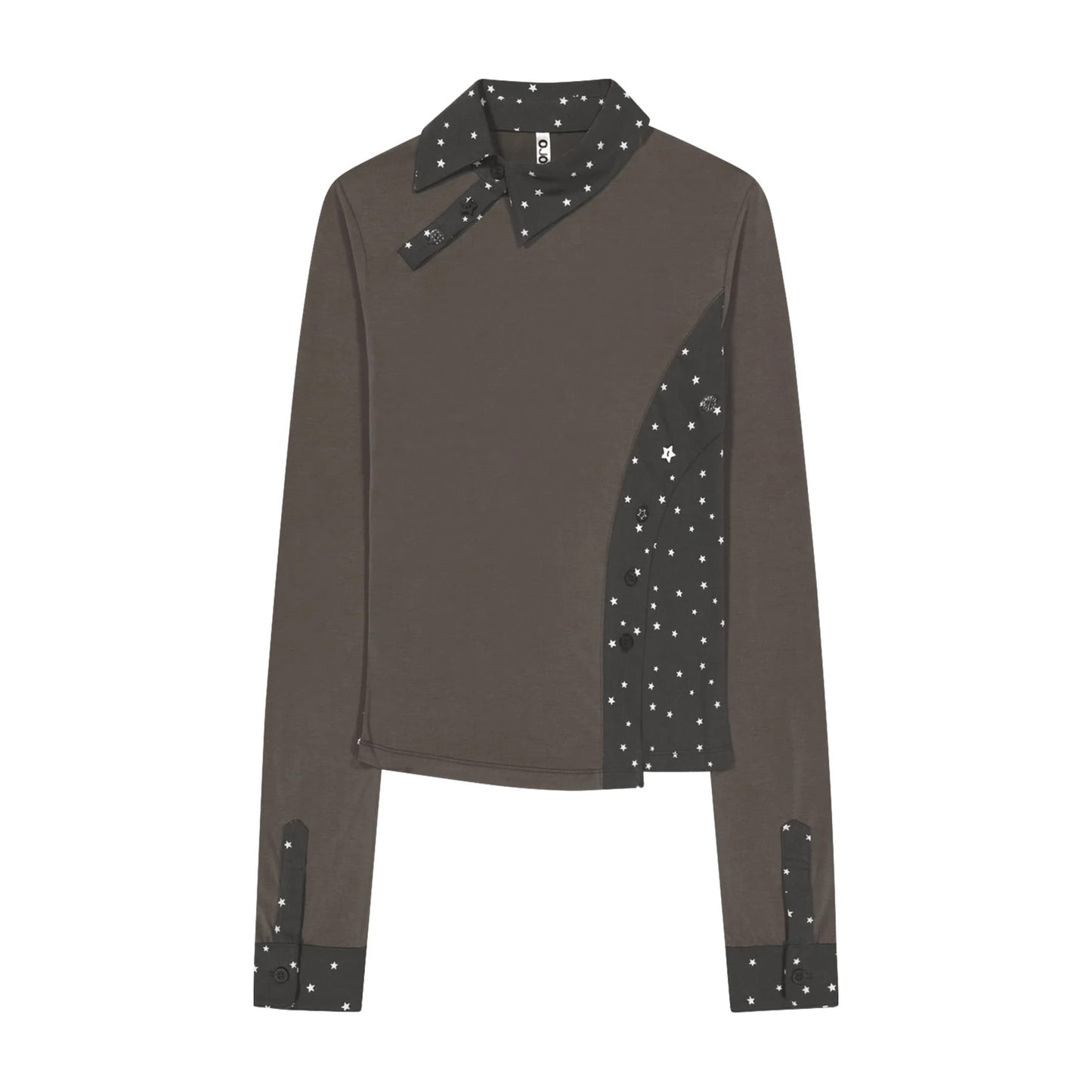 STARCUT JERSEY COLLAR TEE - STONE BROWN