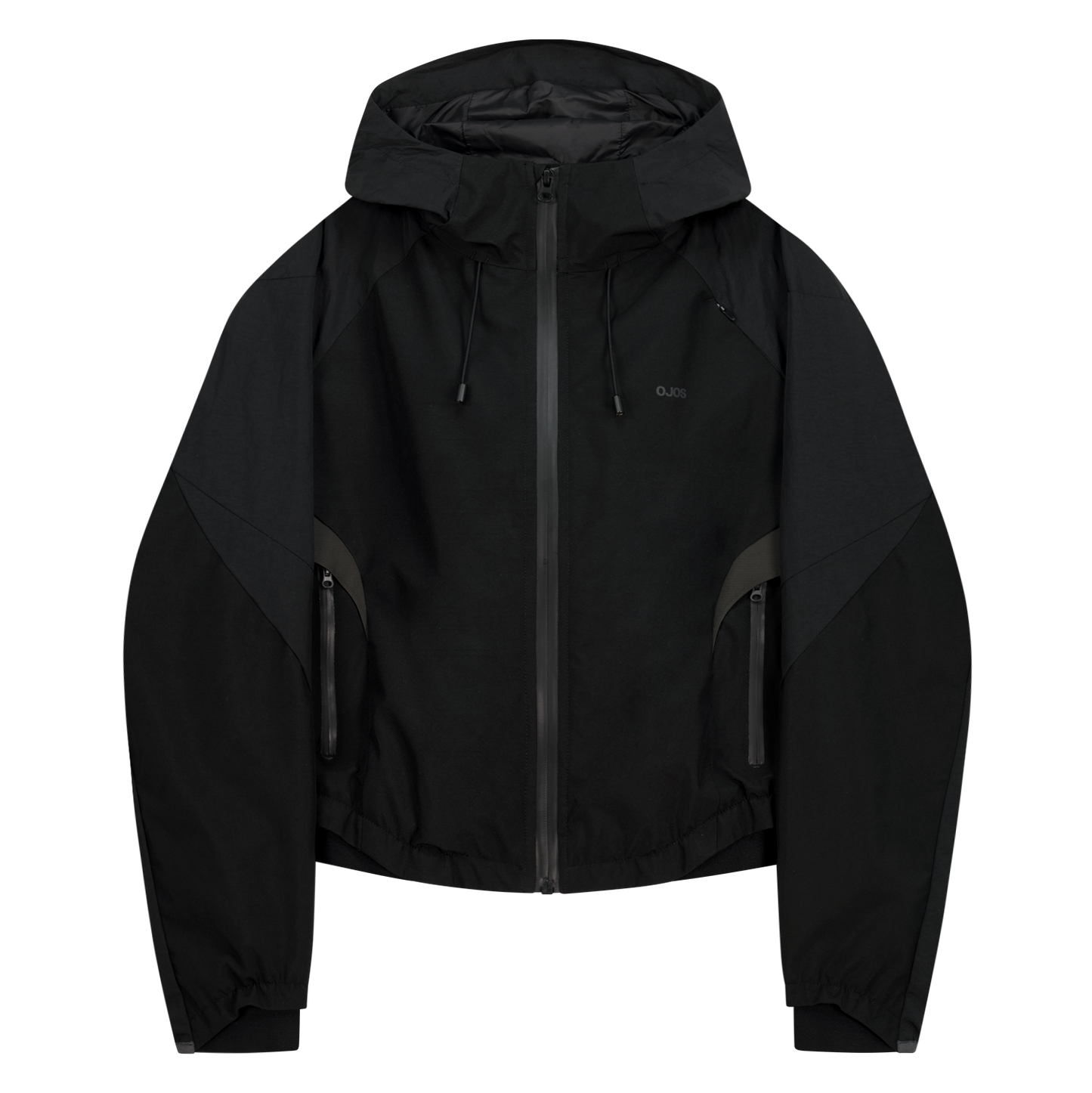 Paneled Crop Shell Jacket Black