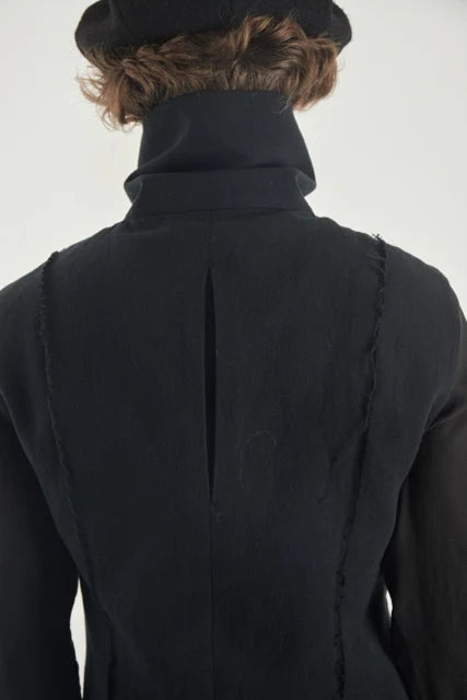 Frayed high-neck vest