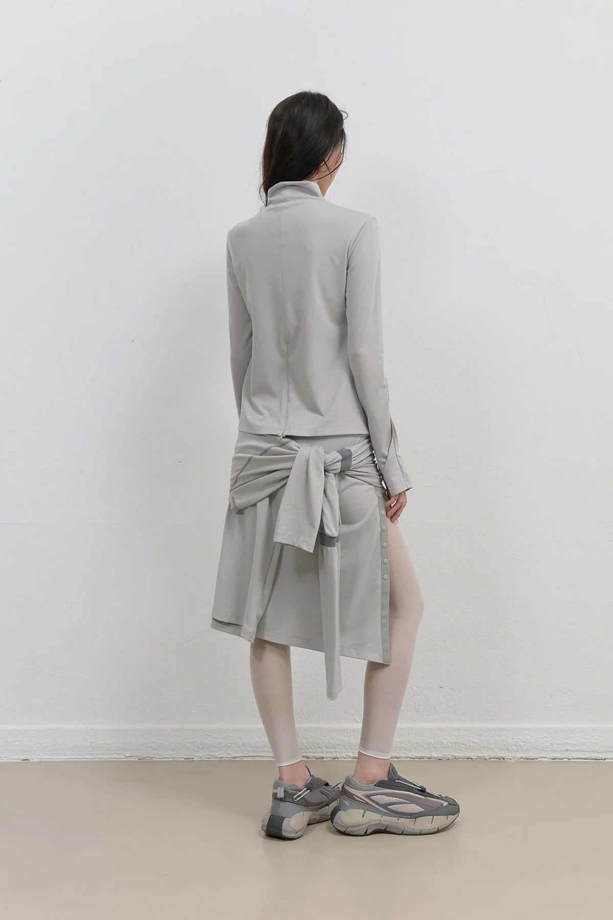 MESH BAND PUFF SLEEVE - MINT GREY