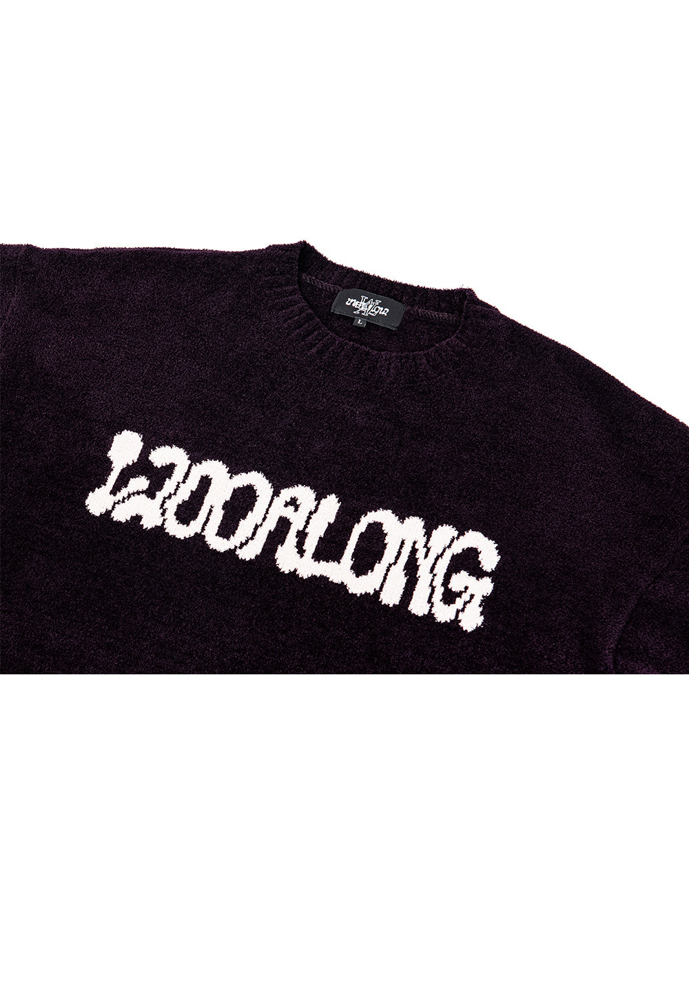 Intarsia lettering pullover knit wine black