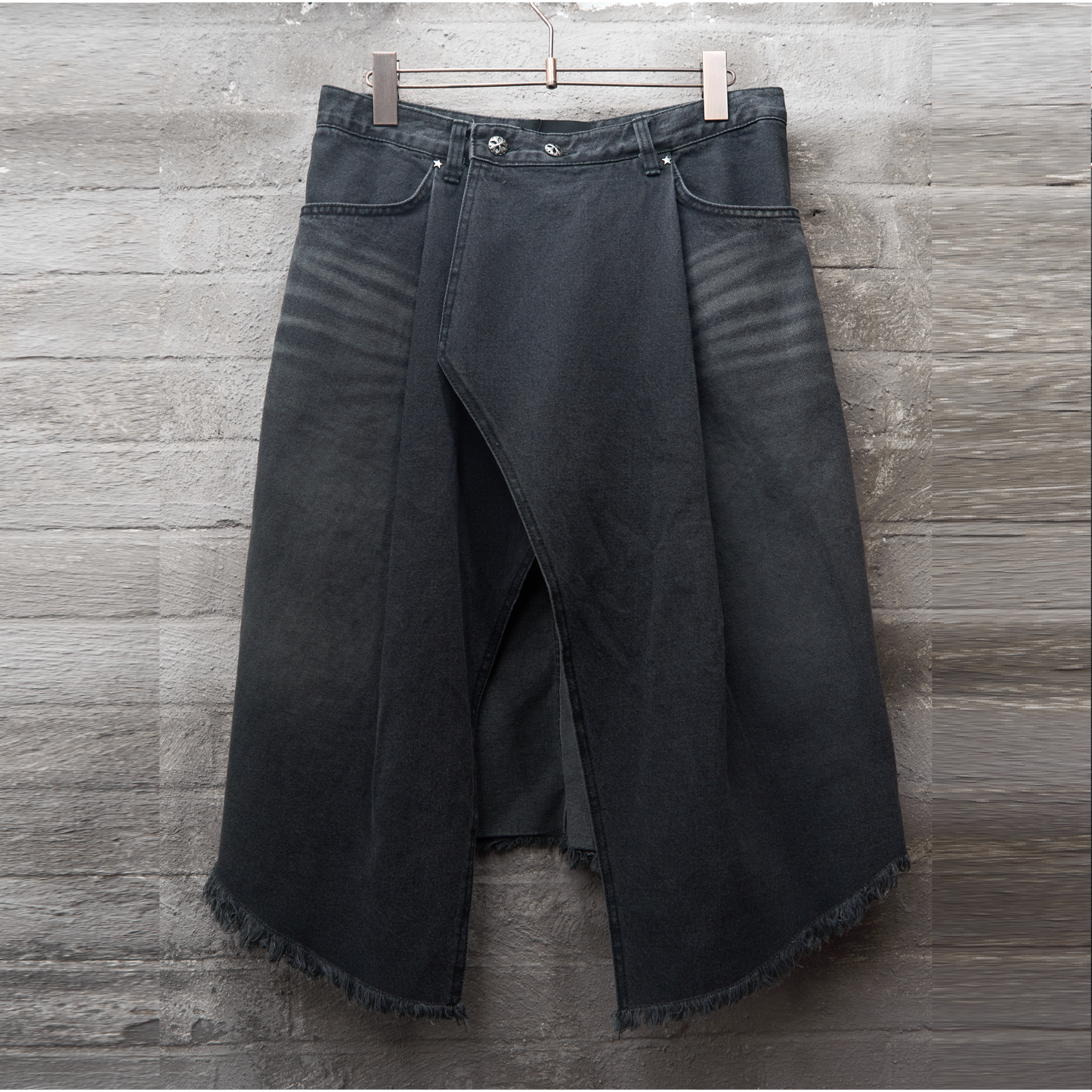 Cross Panel Denim Skirt