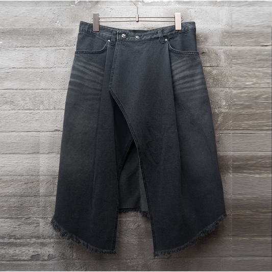 Cross Panel Denim Skirt
