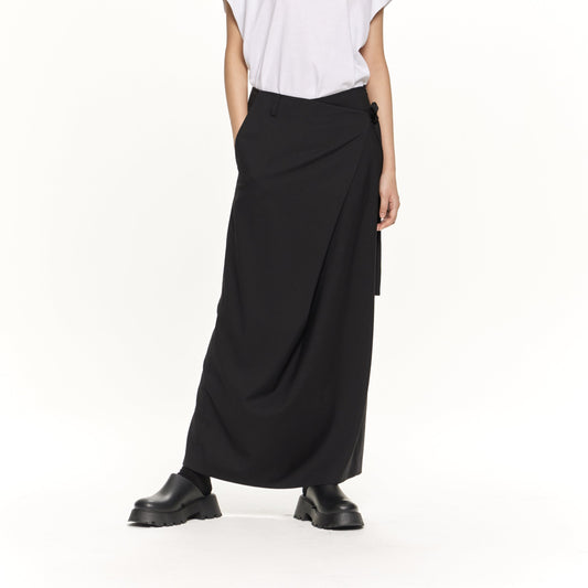 Side strap maxi skirt black